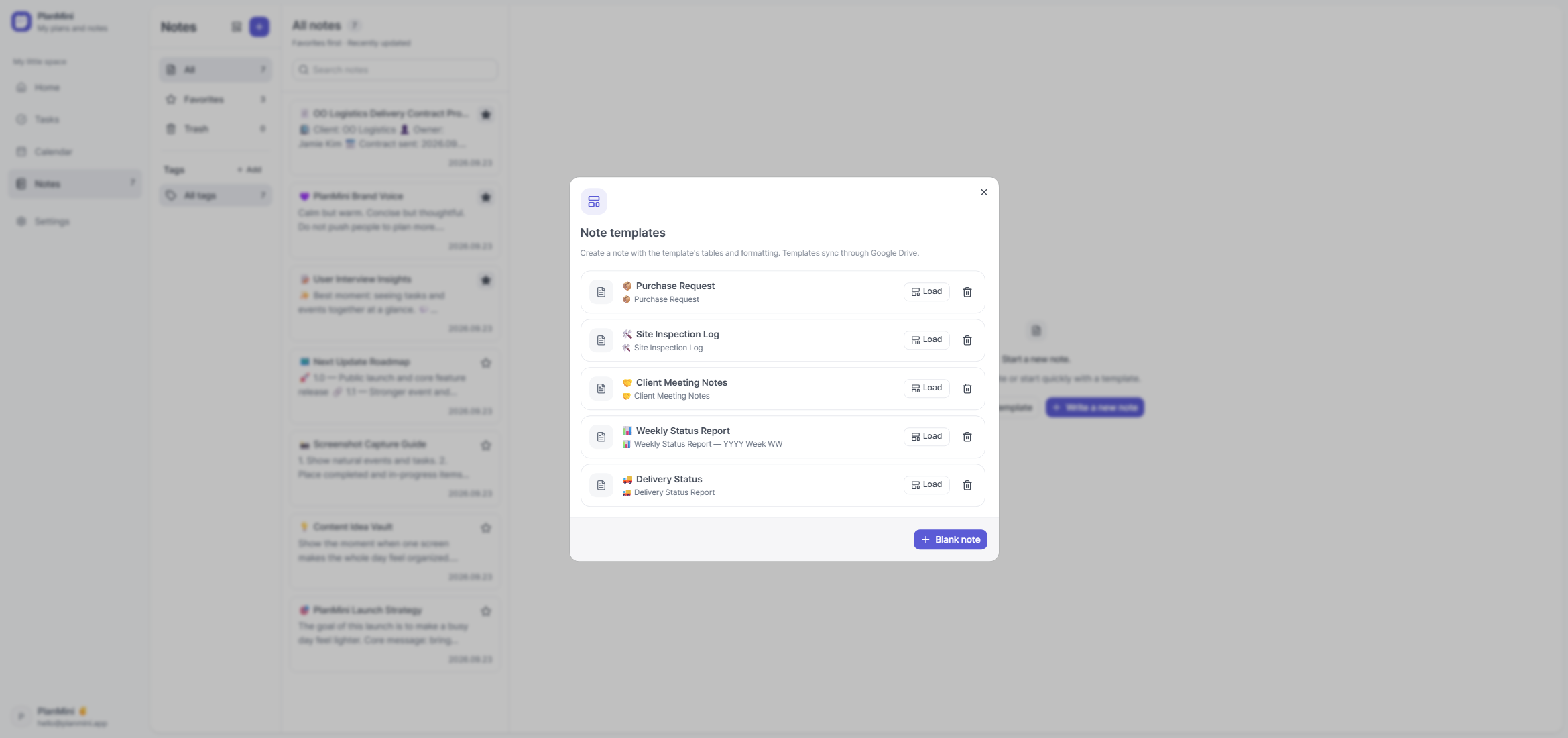 Reusable meeting, report and inspection templates